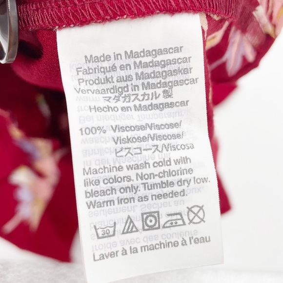 Madewell Crimson Red Bird of Paradise Button Back Top Blouse L9189 Size XS - Picture 8 of 9